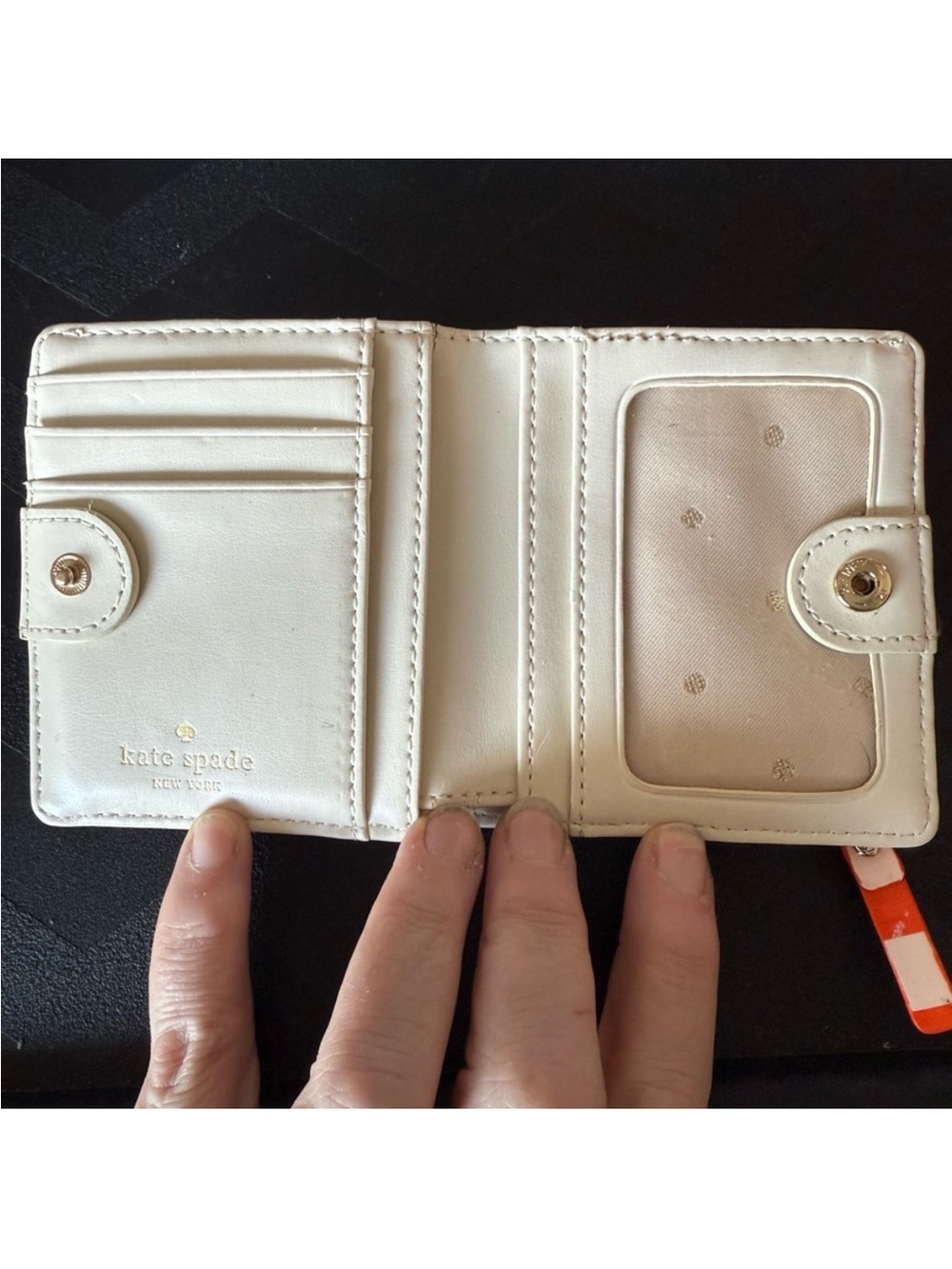 kate spade Orange and White Striped Card Holder with Spade Logo - Picture 5 of 10